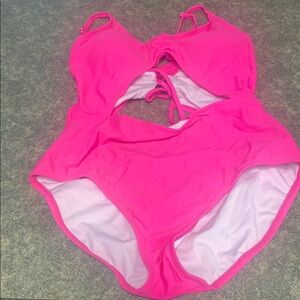 Vibrant Pink Cutout One-Piece Swimsuit